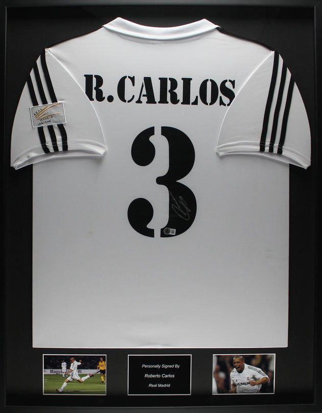 Roberto Carlos Real Madrid 02/03 Ingelijst Thuis Shirt