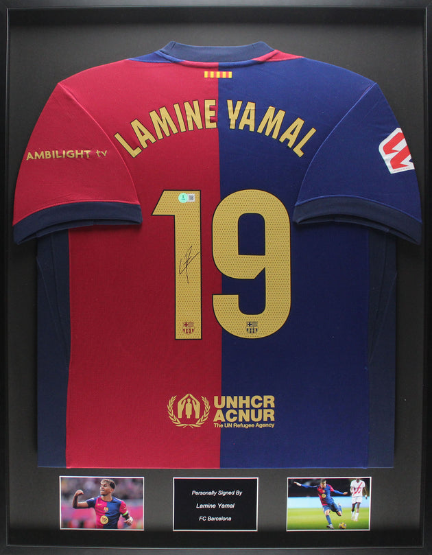 Lamine Yamal FC Barcelona 24/25 ingelijst thuis shirt
