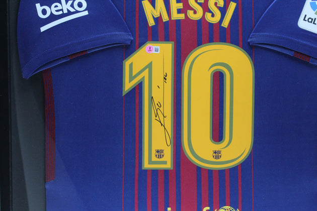 Lionel Messi FC Barcelona 17/18 ingelijst thuis shirt