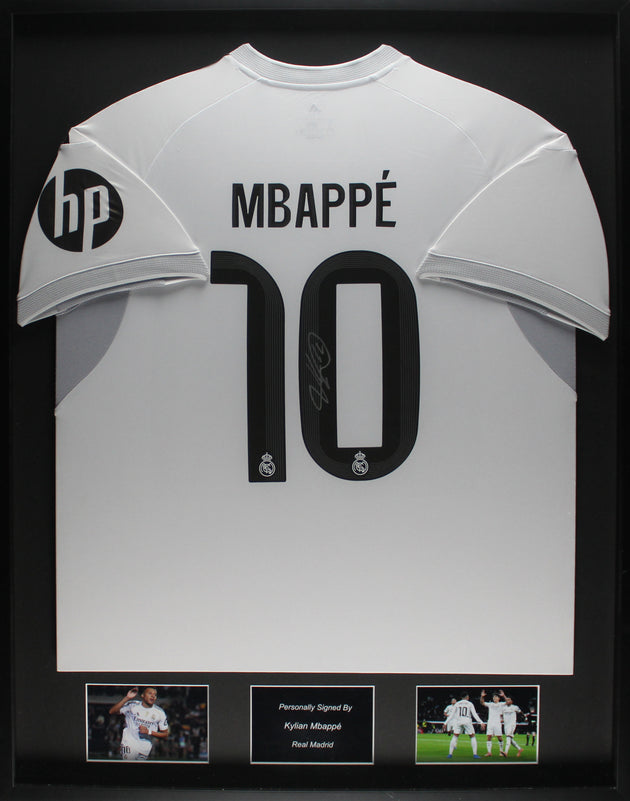 Kylian Mbappe Real Madrid 25/26 ingelijst thuis shirt