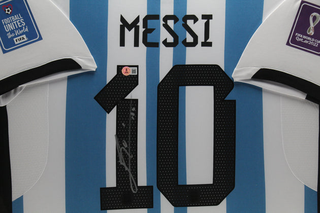 Lionel Messi Argentinië 2022 ingelijst thuis shirt