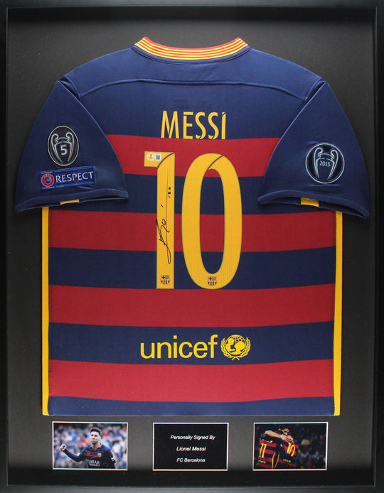 Lionel Messi FC Barcelona 15/16 ingelijst Thuis Shirt