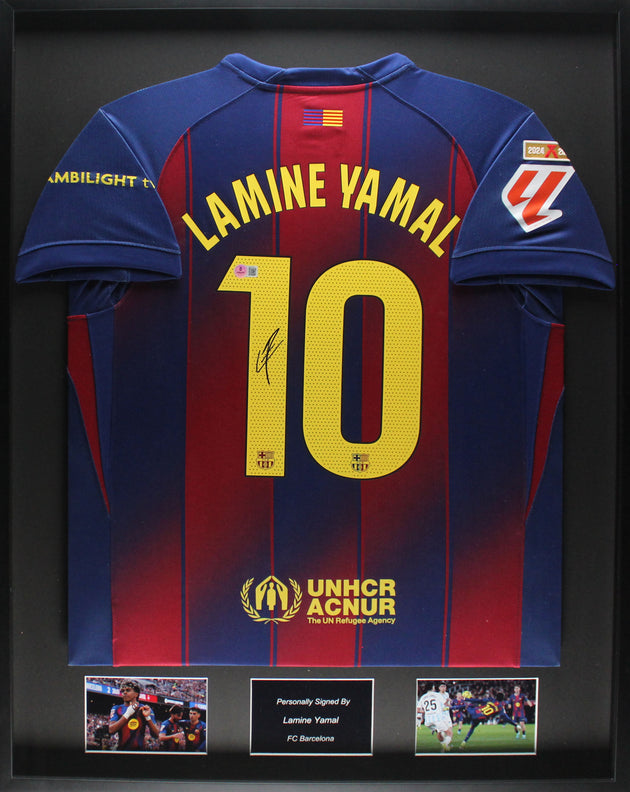 Lamine Yamal FC Barcelona 25/26 Ingelijst Thuis Shirt