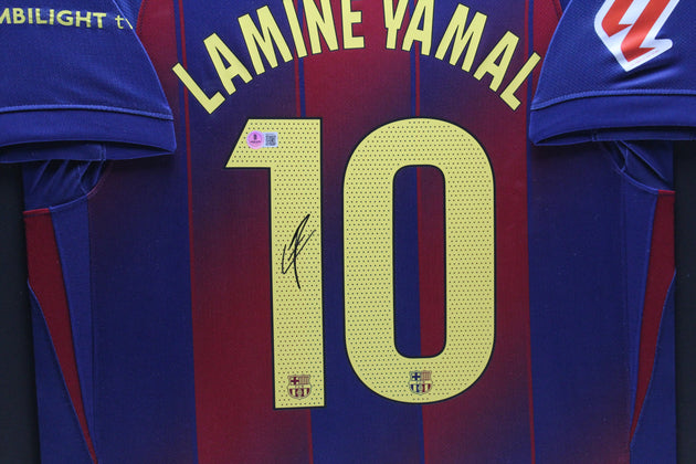 Lamine Yamal FC Barcelona 25/26 Ingelijst Thuis Shirt