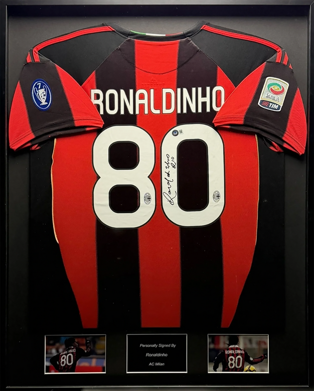 Ronaldinho AC Milan 08/09 ingelijst thuis shirt