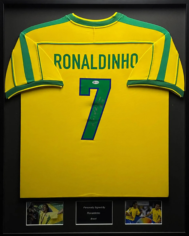 Ronaldinho Brazilië 1998 ingelijst thuis shirt