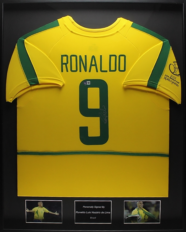 Ronaldo Lima Brazilië 2002 ingelijst thuis shirt