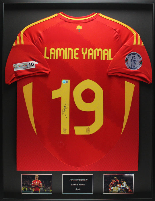 Lamine Yamal Spanje 2024 ingelijst thuis shirt